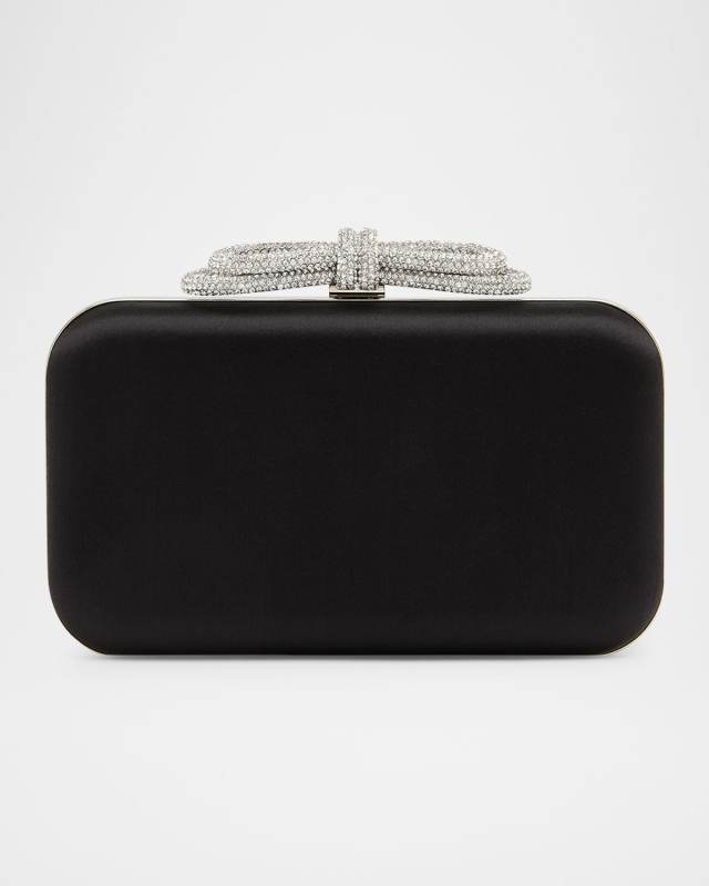 Double Bow Satin Clutch Bag